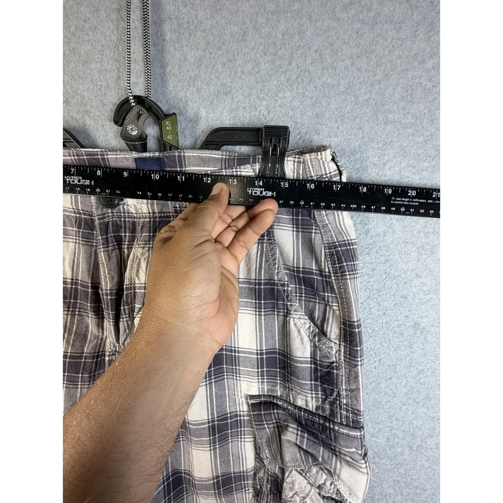 Gap Shorts Mens 34 Blue Plaid Cargo Lightweight Cotton Summer Pockets Casual‎